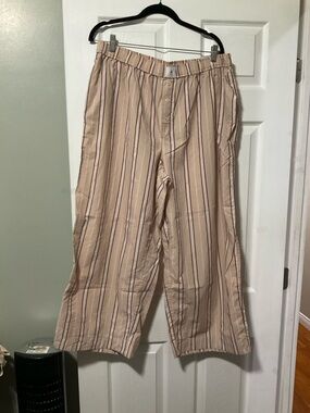 Anthropologie Pink and White Striped Drawstring Lounge Pants